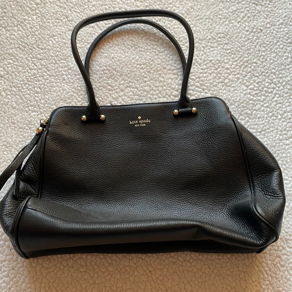 Kate spade double zippered black bag with gold details